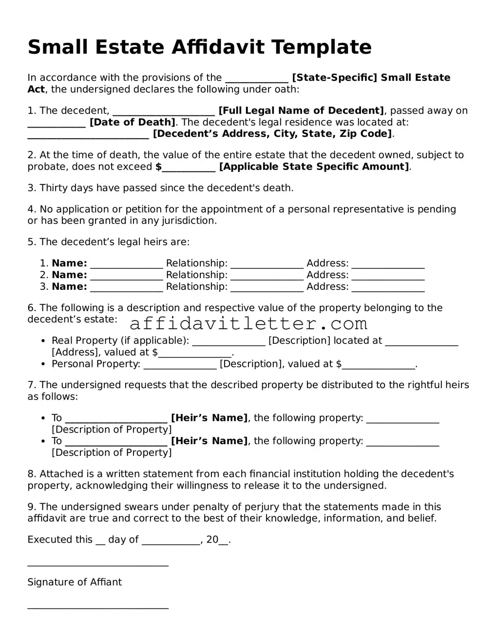 Attorney-Approved Small Estate Affidavit Template