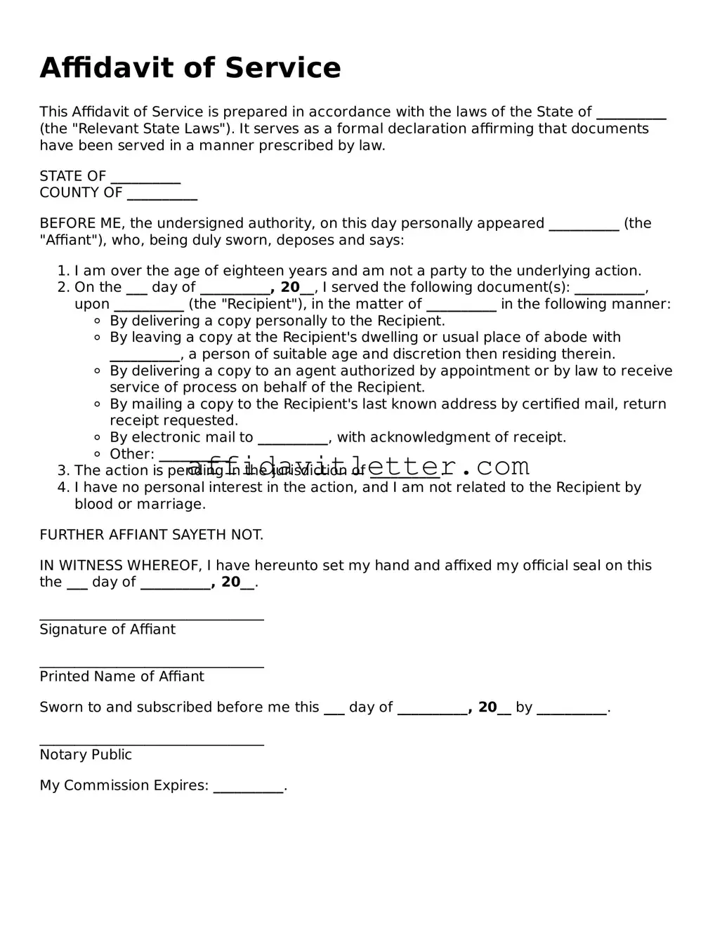 Attorney-Approved Affidavit of Service Template