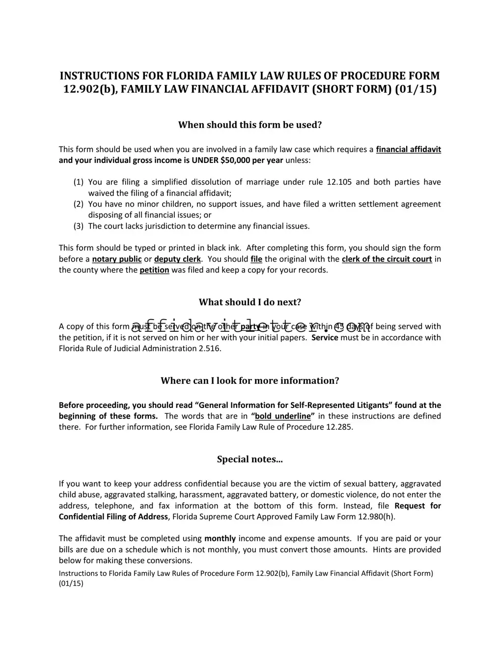 Download Family Law Financial Affidavit 12 902 B Template